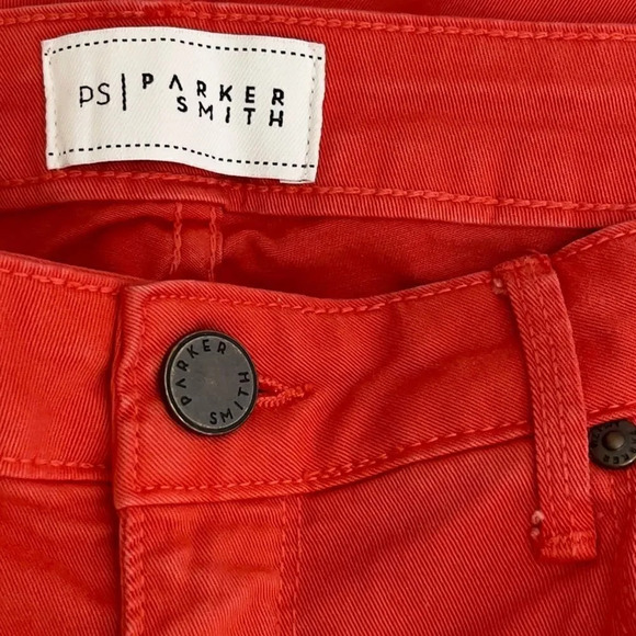 Parker Smith Pedal Pusher Crop Jeans Size 27 Side Slits Stretch Coral - Picture 9 of 9